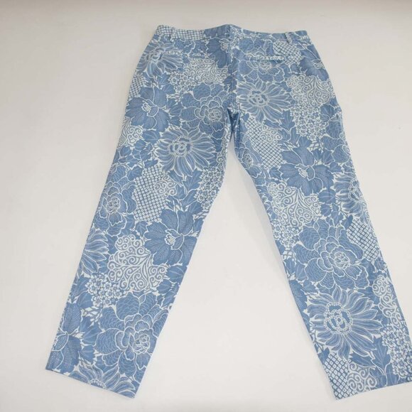 Talbots Women's Relaxed Chino Pants Size 14 Blue White 28" Inseam Floral Print - Picture 5 of 6